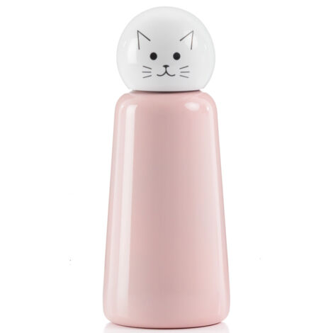 Gourde enfant en Inox 300 mL coloris rose et blanc - motif chat (1/5)