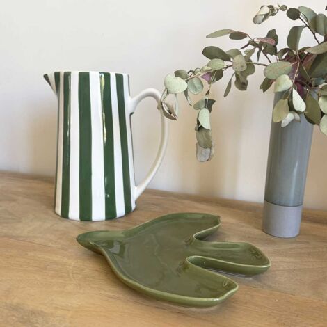 Pichet, carafe ou vase à rayures vertes et blanches (1/5)