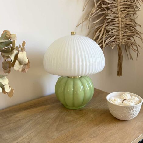 Lampe à poser Madeleine Verre et Céramique vert Matcha (1/4)