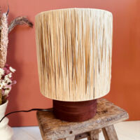 Lampe à poser terracotta et raphia H29cm