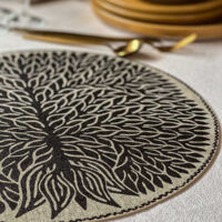 Set de Table vinyle rond Noir Beija Flor Arbre de vie