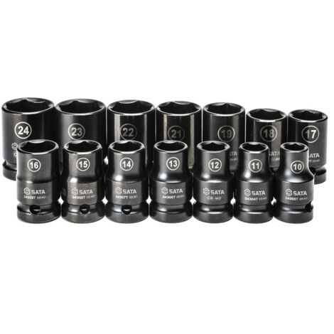 1/2" Kraft-Steckschlüsseleinsätze, dünnwandig, 14-tlg., 10-24 mm (1/5)