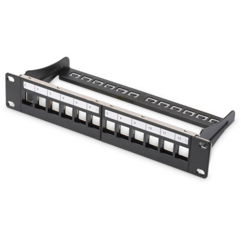 Panneau de brassage modulaire, blind'Š¢, 12 ports, 1U, 10", noir (1/5)