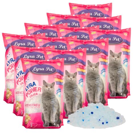 12 x 5 litres Lyra Pet® Lyra Power Silica Litière pour chats au silicate