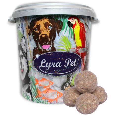 50 pcs. Lyra Pet® Gourmet Boulettes de mésanges sans coquille sans filet à 80 g dans un tonneau de 30 L