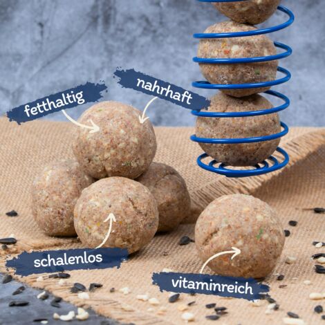 50 pcs. Lyra Pet® Gourmet Boulettes de mésanges sans coquille sans filet à 80 g dans un tonneau de 30 L