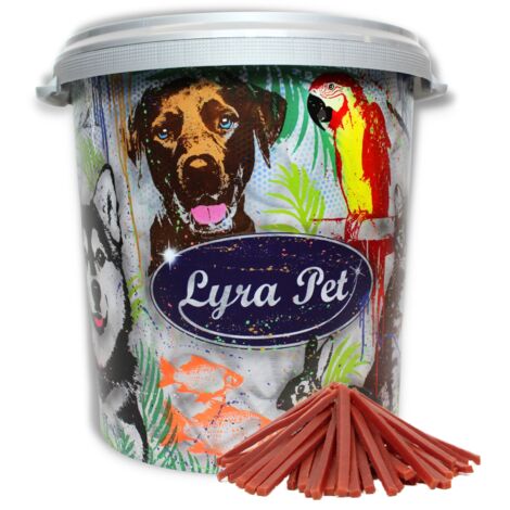 5 kg de lamelles de magret de canard Lyra Pet® dans un tonneau de 30 L