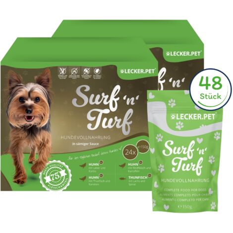 24 x 150 g de sachets Lecker.Pet® Surf'n'Turf pour chiens - 4 sortes de multipacks (1/5)