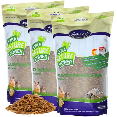 Lyra Pet – Larves de mouche soldat 15 kg – Riche en protéines 47,59% – Alimentation unique pour oiseaux – 100% naturel
