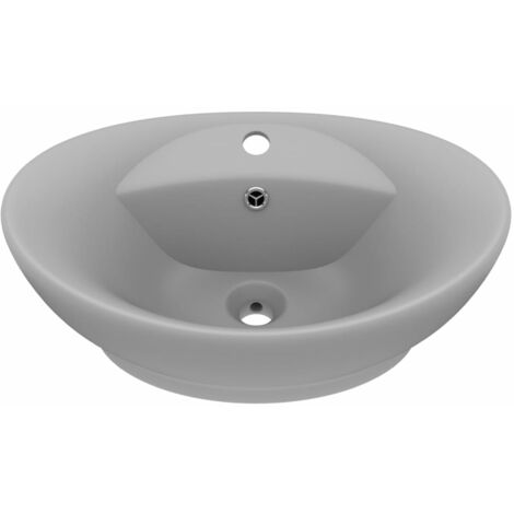 Lavabo ovale à trop-plein Gris clair mat 58,5x39 cm Céramique