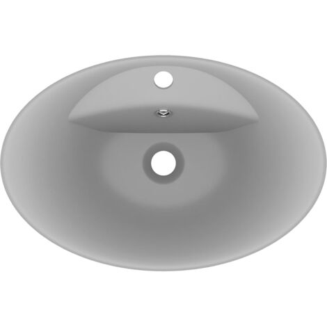 Lavabo ovale à trop-plein Gris clair mat 58,5x39 cm Céramique