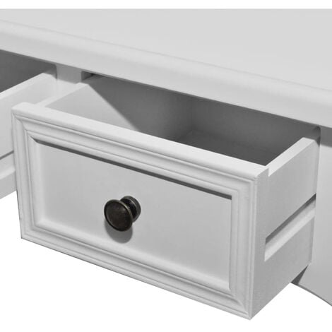 vidaXL Tavolo Consolle da Trucco con 3 Cassetti Bianco