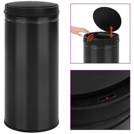 Poubelle à capteur automatique 80 L Acier au carbone Noir