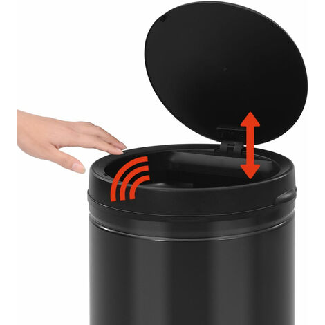 Poubelle à capteur automatique 80 L Acier au carbone Noir
