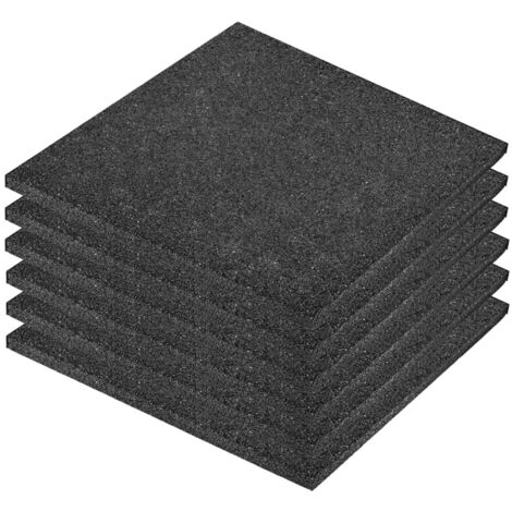 Carreau de protection anti-chute 6pcs Caoutchouc 50x50x3cm Noir