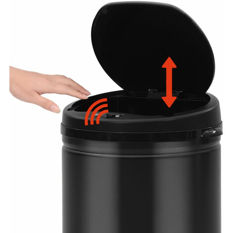 Poubelle à capteur automatique 30 L Acier au carbone Noir