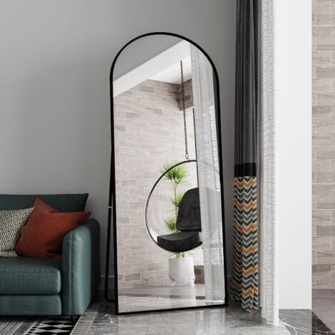 160 X 50 Cm, Miroir Arqué Sur Pied, à Poser Au Sol, Noir D'Encre - Maison