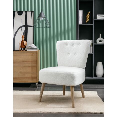 Fauteuil Scandinave KeepGoon Avec Repose-Pieds - Tissu Peluche - Pieds Dorés