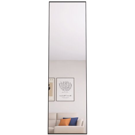 Miroir Sur Pied 147x44 Cm NIMURY - Cadre Aluminium Noir, Pleine Longueur Pour Chambre/Salle De Bain