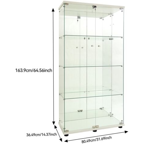 Vitrine En Verre Avec éclairage LED, Cadre En Aluminium, Noir, 3
