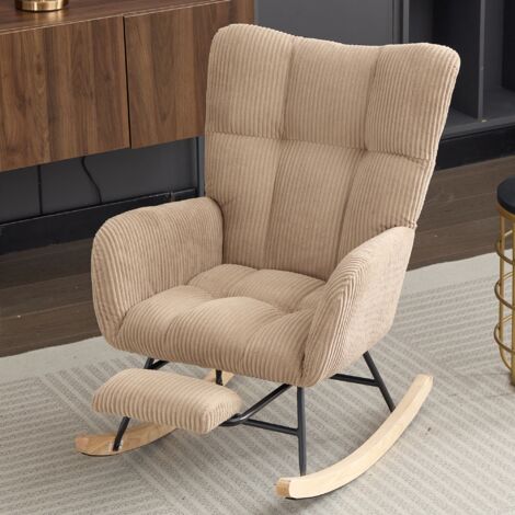 Rocking chair en tissu avec repose-pieds, fauteuil à bascule avec siège ...