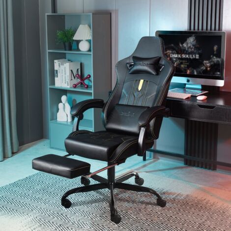 ALFORDSON Chaise De Jeu Avec Repose-Pieds Et Coussin Lombaire - Inclinaison 150° Rouge, Capacité 180kg