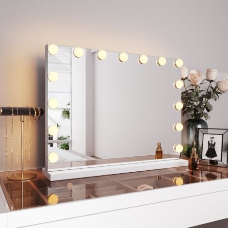 SONNI Schminkspiegel Beleuchtung Led mit 3 Farbe Licht Hollywood Make up Spiegel 58x45.5x12cm mit 15 LED Licht