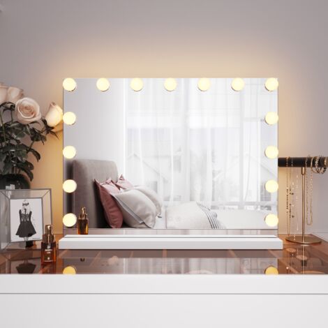 SONNI Schminkspiegel Beleuchtung Led mit 3 Farbe Licht Hollywood Make up Spiegel 58x45.5x12cm mit 15 LED Licht