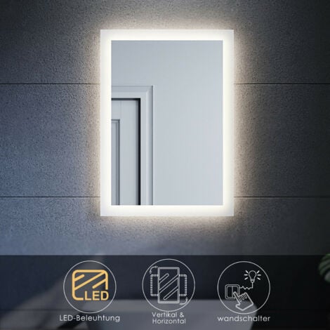 SONNI Badezimmerspiegel mit Beleuchtung LED Badspiegel 50x70 kaltweiß Wandspiegel IP44