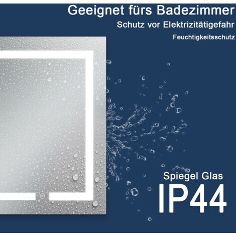 SONNI Badspiegel Lichtspiegel LED Spiegel Wandspiegel mit Touch-Schalter kaltweiß IP44 energiesparend 70x50cm