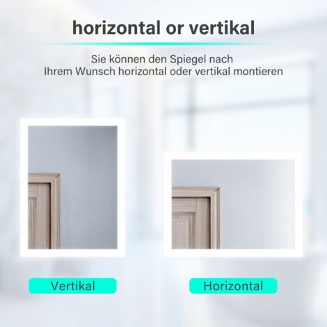 SONNI Badspiegel mit Beleuchtung, Badspiegel Lichtspiegel 60x50cm Spiegel Wandspiegel IP44