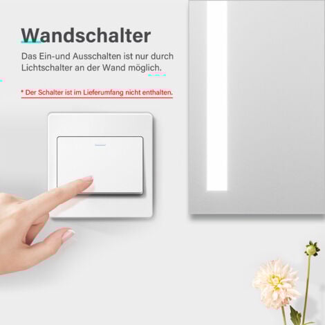SONNI Badspiegel mit LED Beleuchtung 40x60cm Badezimmerspiegel Wandspiegel energiesparender IP44
