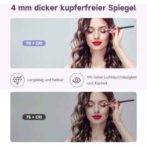 SONNI Schminkspiegel Licht LED Beleuchtung mit 15 Lichter Hollywood Schminkspiegel Touch-Steuerung professionell 58x45.5x12cm
