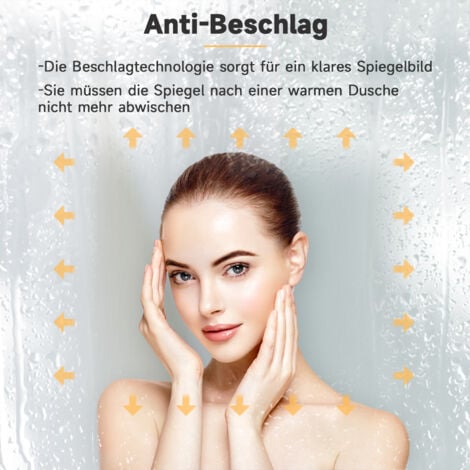 SONNI Badspiegel Lichtspiegel LED Spiegel Wandspiegel mit Touch-Schalter kaltweiß IP44 Energiesparend 100x60cm