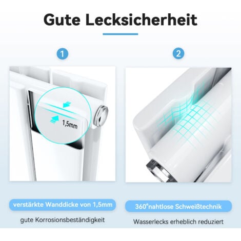 SONNI Design Heizkörper Flachheizkörper Paneelheizkörper Weiß Einlagig 1600x311mm Vertikal