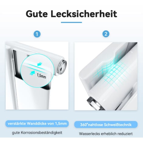 SONNI Design Heizkorper Paneelheizkörper Vertikal Einlagig Weiß Flachheizkörper 600x465mm, 1143W