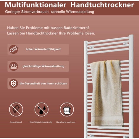 SONNI Heizkörper Bad 1600 x 400 mm Badheizkörper Mittelanschluss Handtuchtrockner Handtuchwärmer weiss