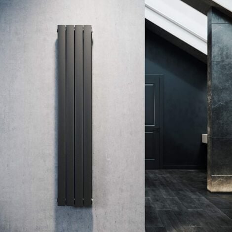 SONNI Design Heizkörper Flachheizkörper Paneelheizkörper Anthrazit Doppellagig 1600x311mm Vertikal