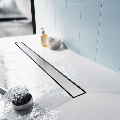 SIRHONA Duschrinne Duschablauf extra flach Bodenablauf Edelstahl dusche 2 in 1 Befliesbar 360° horizontal verstellbarer Bodenablauf Länge Länge:70cm Breite:70mm