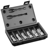 Euroboor HCS.KIT 6-teiliges HSS Kernbohrer-Set, 30 mm Schnitttiefe, mit Pilotstift – Hochpräzise Weldon-Schäfte für klare Schnitte und Langlebigkeit
