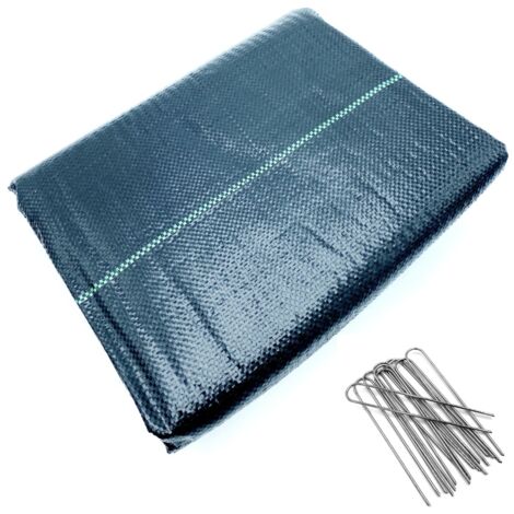 GardenSkill Weed Control Membrane Landscape Fabric + U Pins, Garden Ground Cover Sheet Suppressant for Gravel Driveway Path Flowerbed Patio Decking + Galvanised Steel Staples (2m x 6m + 20 Pegs) (1/5)