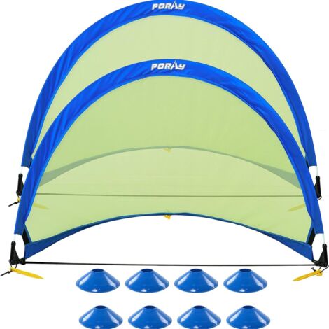 Pop Up Football Goal Soccer Net 121x81cm / 4ft, Set of 2 - Portable Garden Park Target Practice Training Posts with 8 Field Cones (1/4)