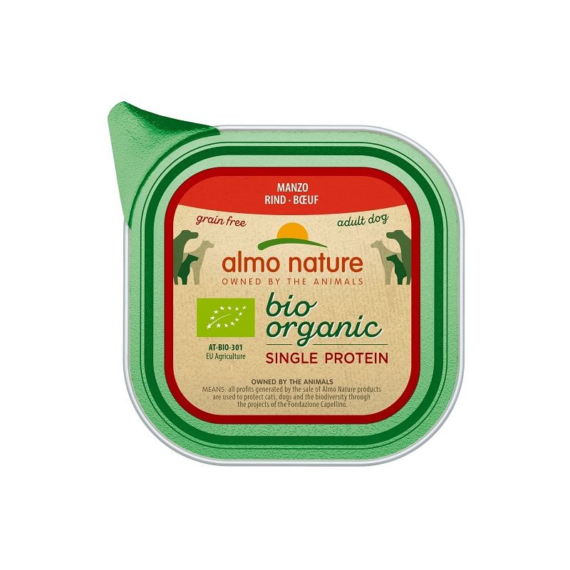 Almo Nature Bio Organic Single Protein Vacuno 150 G - Alimento húmedo sin cereales Monoproteico para perros adultos