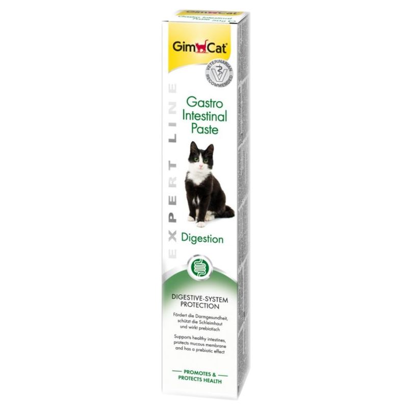 Pasta GimCat Gastro Intestinal, malta para mejorar la digestión de los gatos - Tubo 50 gr