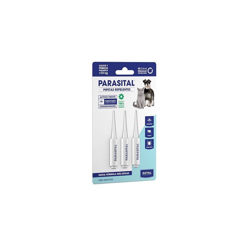 PARASITAL Blister 3 Pipetas 1,25 ml para Perros Pequeños y Gatos contra Parásitos Externos