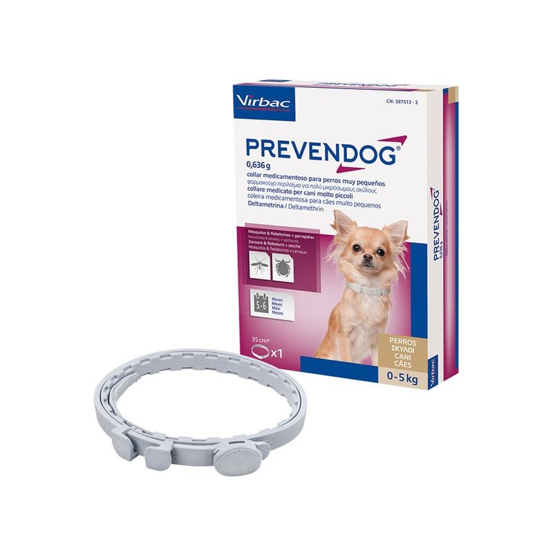 PREVENDOG Collar Antiparasitario para Perros de Razas Pequeñas. 1 Unidad de 35 cm