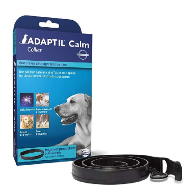 Adaptil Calm Para perros miedos ruidos fuertes aprendizaje collar medianos y ceva antistress negro 70cm porte grande calmante 70