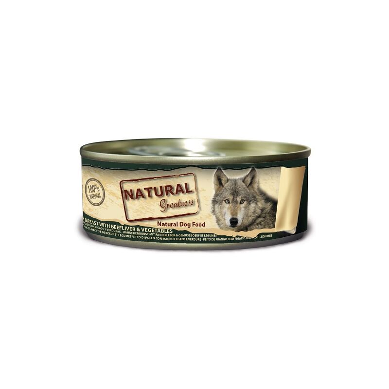 Natural Greatness Comida para perros de pechuga pollo con y vedruras. pack 24 unidades. 156 cada lata classic buey