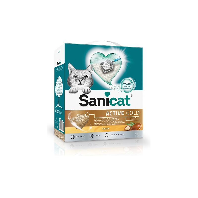 SANICAT Active Gold, Arena sin Polvo para Gatos, 6 L