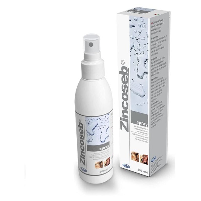 Cif Zincoseb Cão gato spray 200 ml artigo para o seu animal estimação preto normal fatro tratamiento dermatitis infecciones piel perros